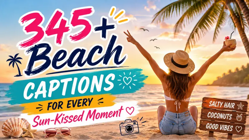 Beach captions with caption generator